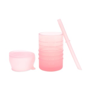 Silicone Straw Cup with Lid - Pink Jelly