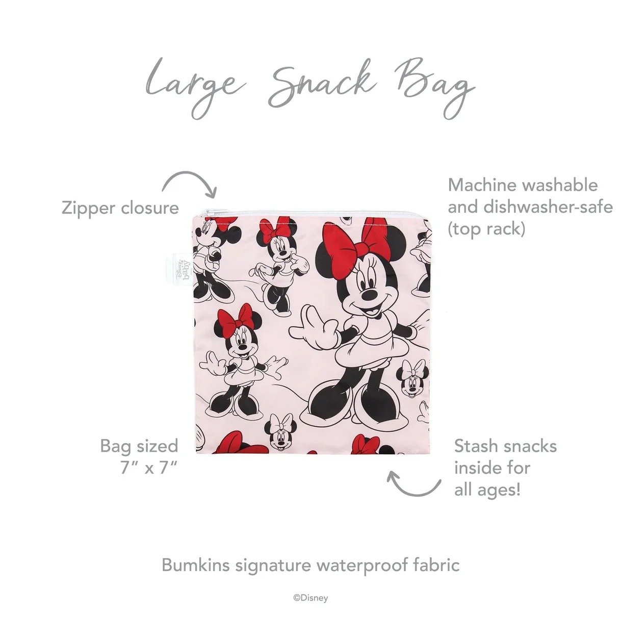 Reusable Snack Bag - Large - Disney Minnie Mouse - Pink