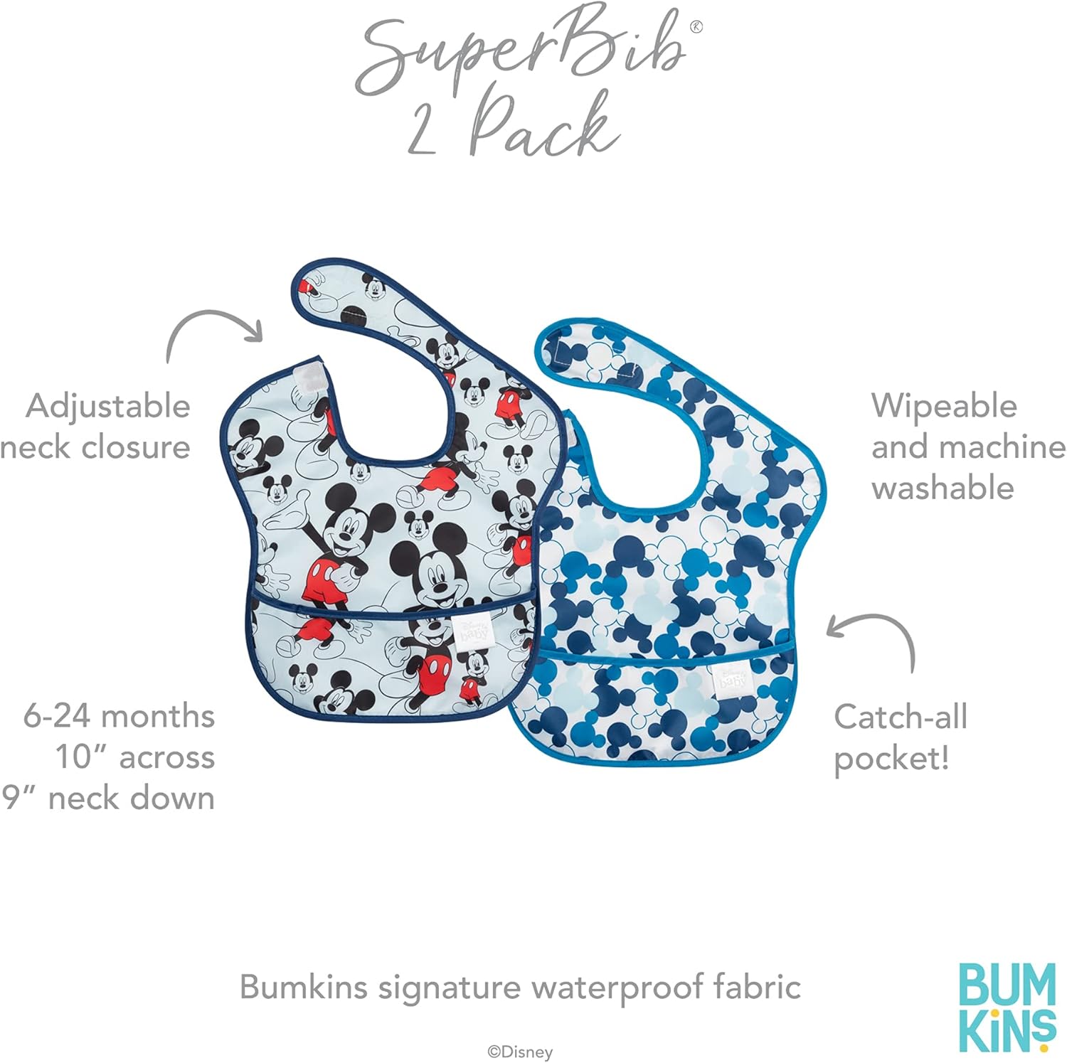 SuperBib® (2 pack) - Disney Mickey Mouse - Blue