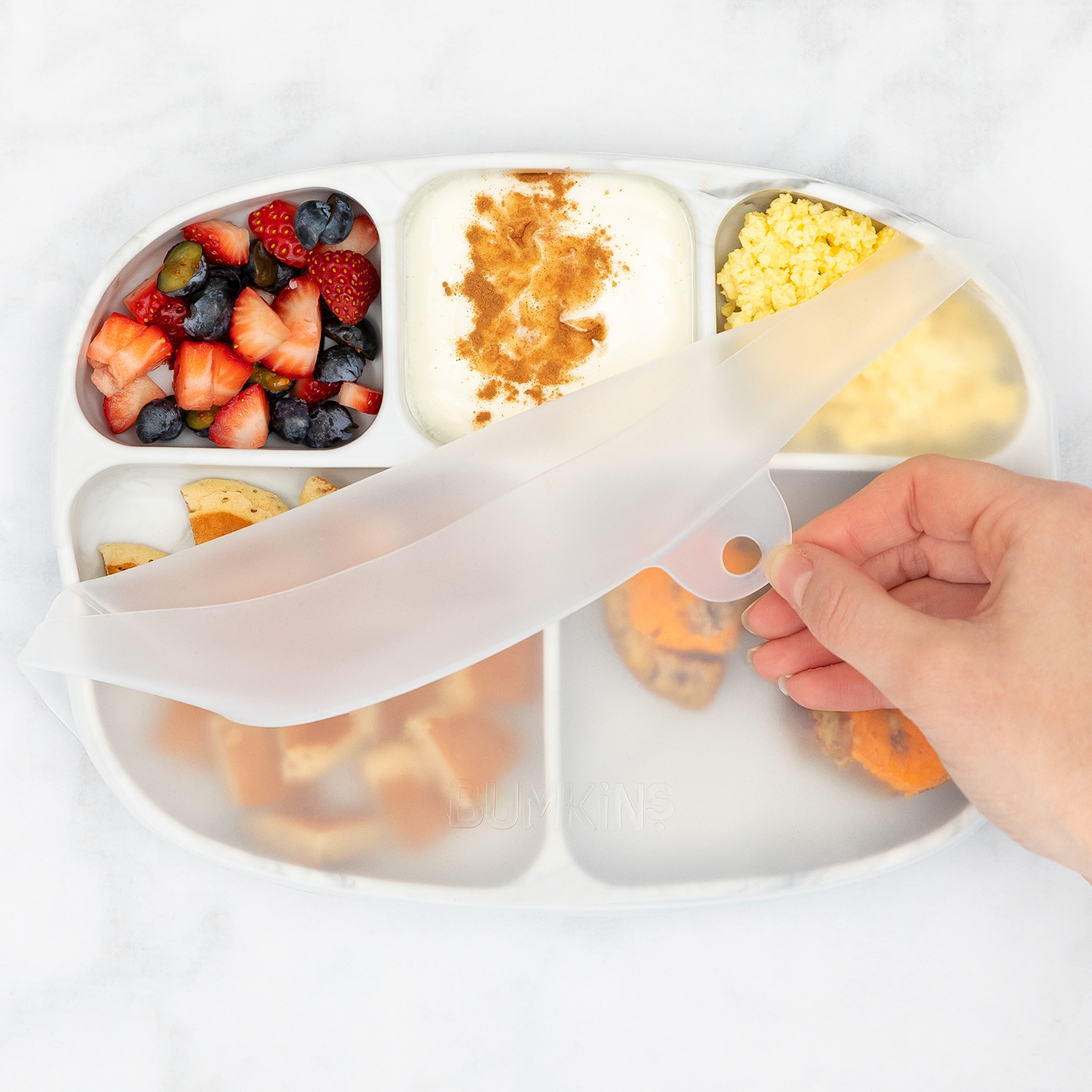 Silicone Grip Dish with Lid (5 section) - Marble