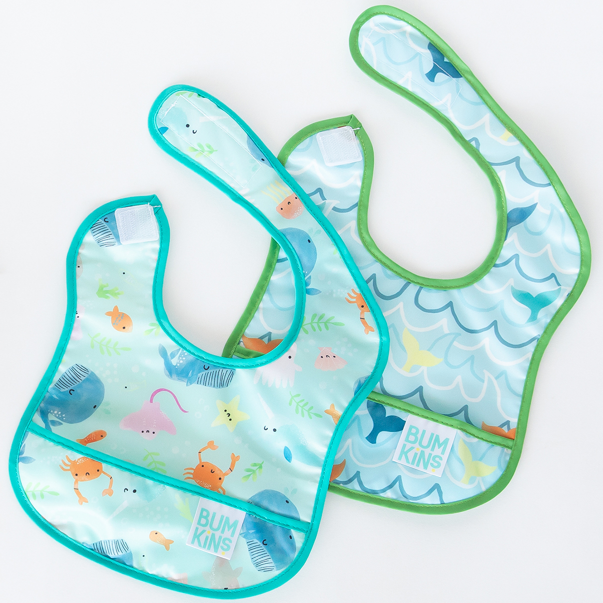 Starter Bib (2 pack) - Ocean Life & Whale Tail